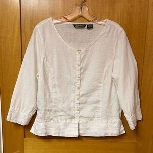 Eddie Bauer 100% Linen White Button-Front Shirt